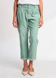 Pantalon 7/8 închidere cu fermoar sub clapetă cu nasturi mărime normală verde C'EST BEAU LA VIE femeie