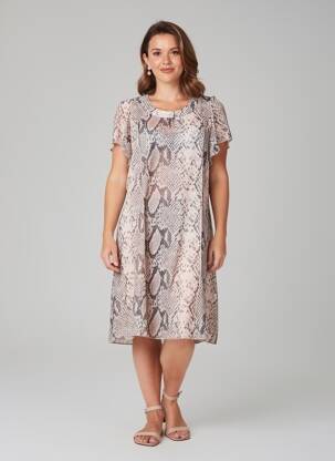 Rochie midi țesătură crep mâneci scurte roz FRANCE RIVOIRE femeie