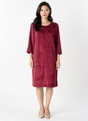 Rochie midi mâneci 3/4 mâneci 3/4 roșu FRED SABATIER femeie