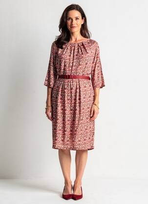 Rochie midi mâneci 3/4 mâneci 3/4 roșu JULIE GUERLANDE femeie