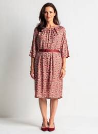 Rochie midi mâneci 3/4 mâneci 3/4 roșu JULIE GUERLANDE femeie