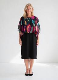 Rochie midi mâneci 3/4 mâneci 3/4 negru FRANCE RIVOIRE femeie