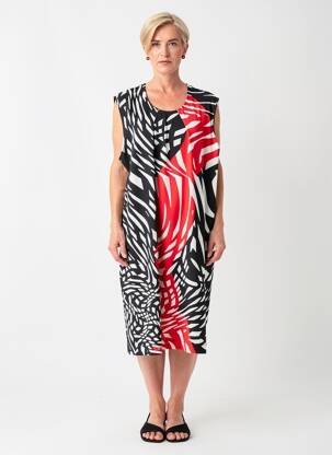 Rochie midi imprimeu fantezie fără mâneci negru ANNE KELLY femeie