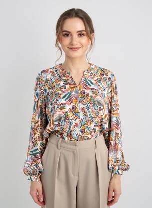 Cămașă imprimeu floral mâneci lungi bej DIANE LAURY femeie