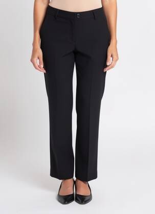 Pantalon drept țesătură crep talie înaltă negru FLEUR DE SEL femeie