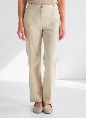 Pantalon slim țesătură poplin mărime normală bej DIANE LAURY femeie