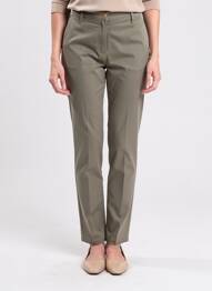 Pantalon slim țesătură poplin mărime normală verde WALTRON femeie