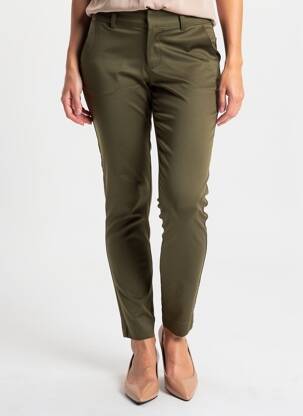 Pantalon slim țesătură poplin mărime normală verde KAFFE femeie