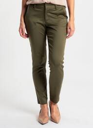 Pantalon slim țesătură poplin mărime normală verde KAFFE femeie