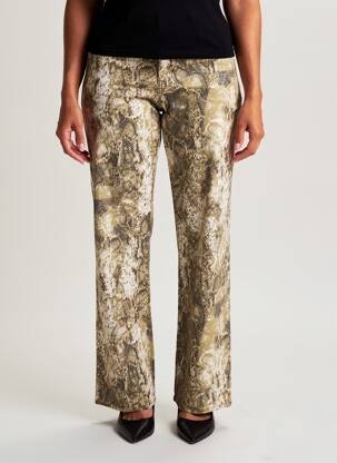 Pantalon drept închidere cu fermoar sub clapetă cu nasturi verde CREAM femeie