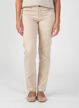 Pantalon slim țesătură poplin mărime normală bej CREAM femeie