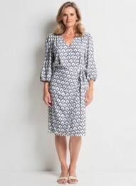 Rochie midi mâneci 3/4 mâneci 3/4 albastru JULIE GUERLANDE femeie