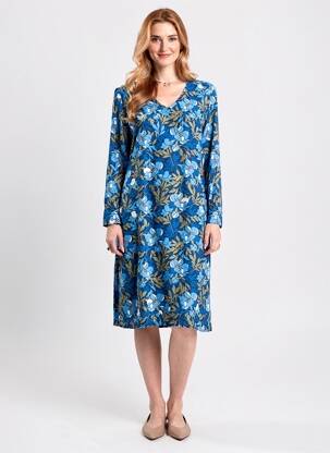Rochie midi imprimeu floral mâneci 3/4 albastru LE PETIT BAIGNEUR femeie