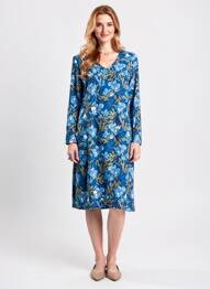 Rochie midi imprimeu floral mâneci 3/4 albastru LE PETIT BAIGNEUR femeie
