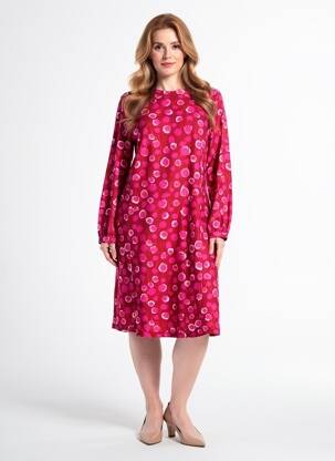 Rochie midi imprimeu fantezie mâneci lungi roz AGATHE & LOUISE femeie