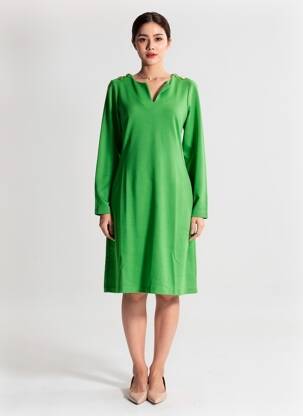 Rochie midi mâneci lungi mâneci lungi verde AGATHE & LOUISE femeie