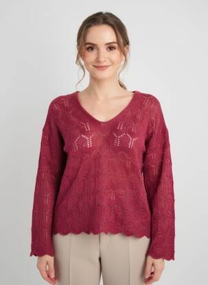 Pulover plasă decupată mâneci lungi violet L'ATELIER D'ANNA femeie