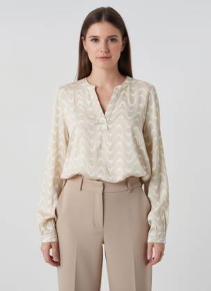 Bluză țesătură poplin mâneci lungi bej KAFFE femeie
