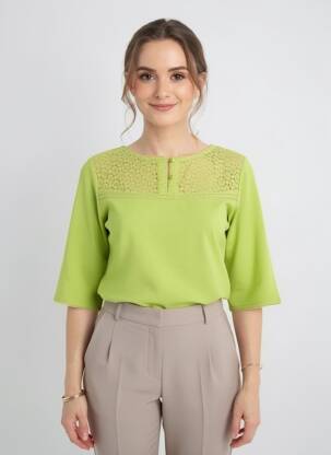 Tricou mâneci 3/4 mâneci 3/4 verde AGATHE & LOUISE femeie