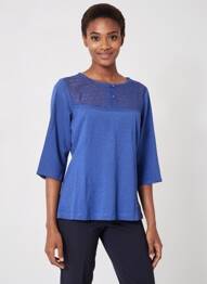 Tricou mâneci 3/4 mâneci 3/4 albastru AGATHE & LOUISE femeie