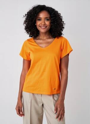 Tricou guler în v mâneci scurte portocalie AGATHE & LOUISE femeie