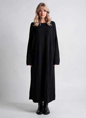 Rochie pulover elasticitate mâneci lungi negru GOBI femeie