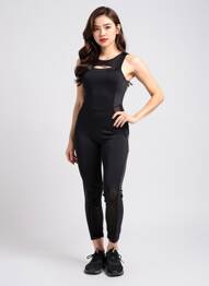 Salopetă-pantalon fără mâneci fără mâneci negru SANS MARQUE femeie