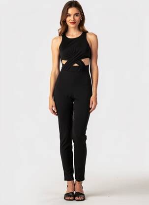 Salopetă-pantalon fără mâneci fără mâneci negru OYSHO femeie