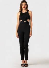 Salopetă-pantalon fără mâneci fără mâneci negru OYSHO femeie