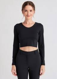 Tricou mâneci lungi mâneci lungi negru SANS MARQUE femeie
