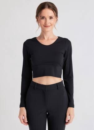 Tricou mâneci lungi mâneci lungi negru SANS MARQUE femeie