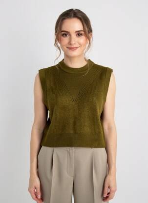Pulover elasticitate fără mâneci verde C'EST BEAU LA VIE femeie