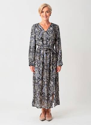 Rochie lungă mâneci lungi mâneci lungi albastru JULIE GUERLANDE femeie