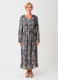 Rochie lungă mâneci lungi mâneci lungi albastru JULIE GUERLANDE femeie