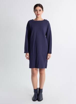 Rochie pulover croială dreaptă mâneci lungi albastru C'EST BEAU LA VIE femeie