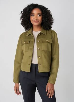 Jachete casual țesătură suedină verde C'EST BEAU LA VIE femeie