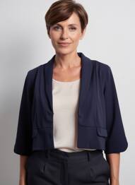Jachete casual guler tip costum albastru JULIE GUERLANDE femeie