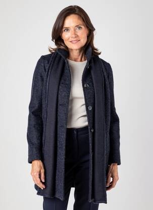 Palton lung croială dreaptă fără glugă albastru JULIE GUERLANDE femeie