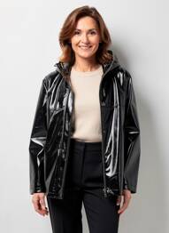 Impermeabil mâneci lungi cu glugă negru JULIE GUERLANDE femeie