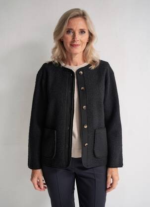 Jachete casual guler rotund negru JULIE GUERLANDE femeie