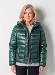 Geacă matlasată mâneci lungi cu glugă verde JULIE GUERLANDE femeie