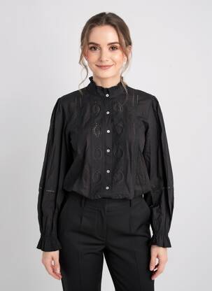 Cămașă croială dreaptă mâneci lungi negru C'EST BEAU LA VIE femeie