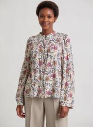 Cămașă imprimeu floral mâneci lungi bej C'EST BEAU LA VIE femeie