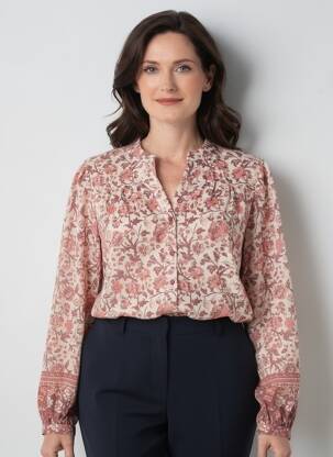 Cămașă imprimeu floral mâneci lungi roz JULIE GUERLANDE femeie