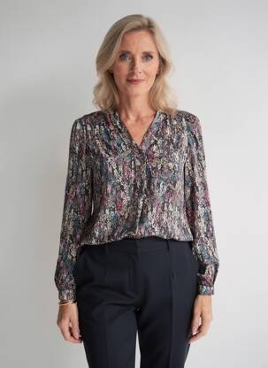 Bluză țesătură poplin mâneci lungi negru JULIE GUERLANDE femeie