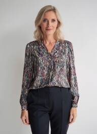 Bluză manșete cu nasturi și deschidere mâneci lungi negru JULIE GUERLANDE femeie