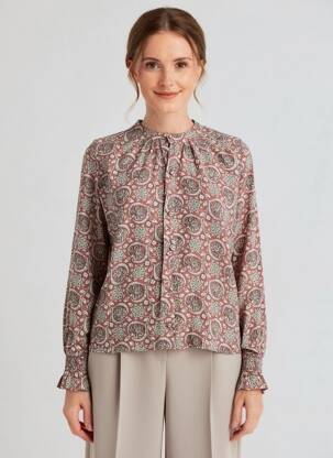 Cămașă imprimeu floral mâneci lungi portocaliu C'EST BEAU LA VIE femeie