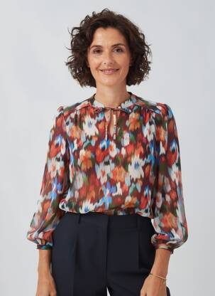 Bluză ușoară și transparentă mâneci lungi portocalie JULIE GUERLANDE femeie