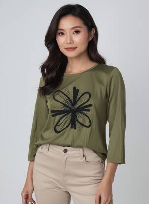Tricou mâneci 3/4 mâneci 3/4 verde JULIE GUERLANDE femeie
