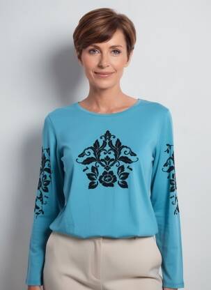 Tricou mâneci lungi mâneci lungi albastru JULIE GUERLANDE femeie
